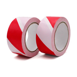 Ruban adhésif d'avertissement en PVC rouge et blanc