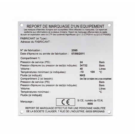 Étiquette de firme aluminium anodisé gravure laser
