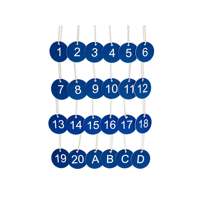 Lot de 24 jetons bleus gravure laser sur gravoply