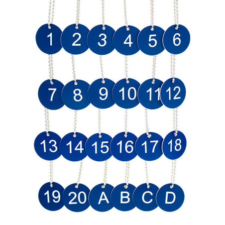 Lot de 24 jetons bleus gravure laser sur gravoply