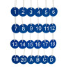 Lot de 24 jetons bleus gravure laser sur gravoply