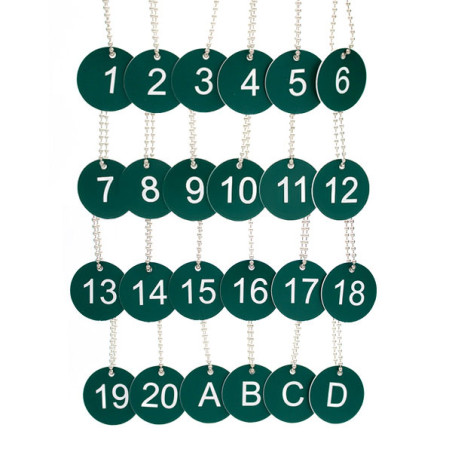 Lot de 24 jetons verts gravure laser sur gravoply