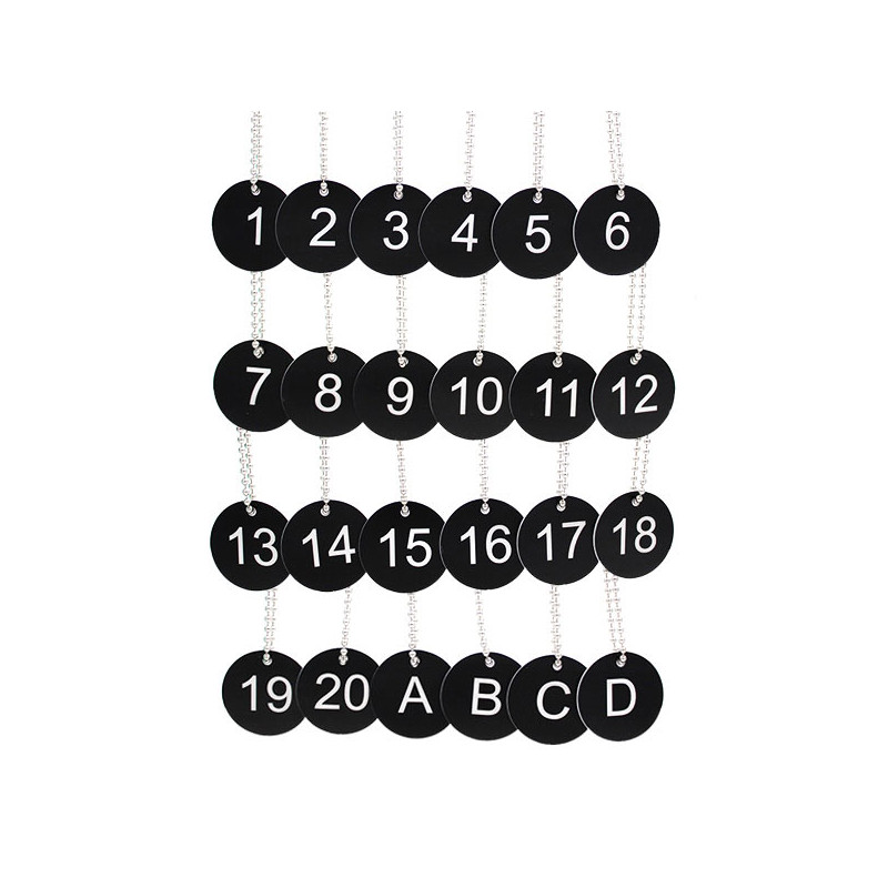 Lot de 24 jetons noirs gravure laser sur gravoply