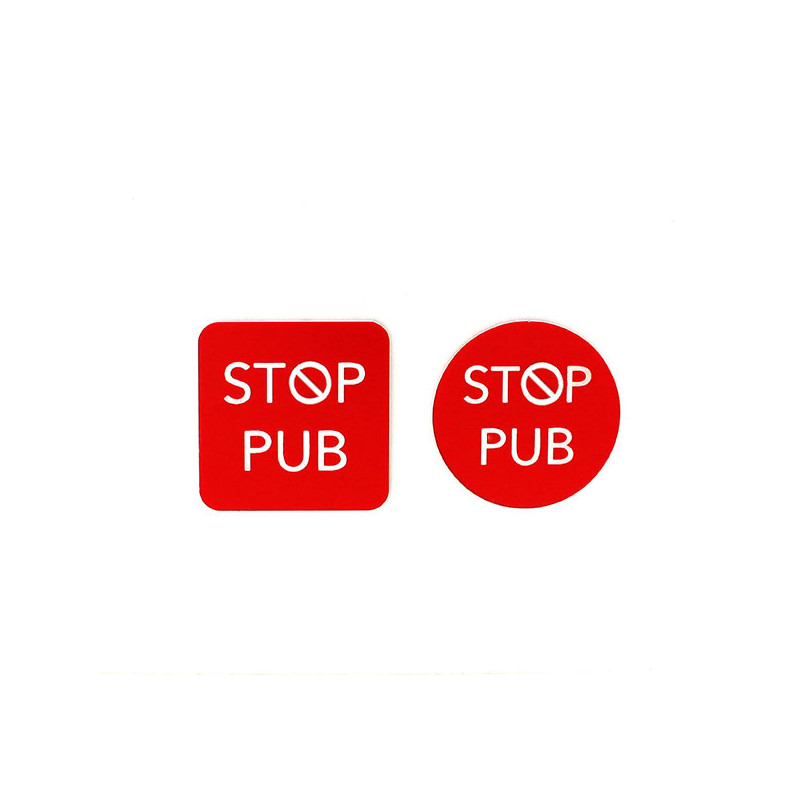 Etiquette autocollante STOP PUB rouge