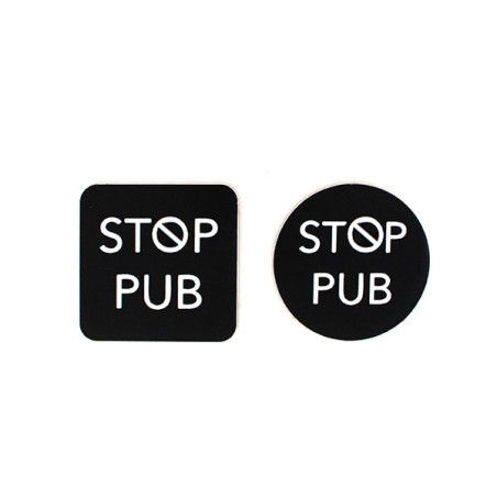 Etiquette autocollante STOP PUB noir