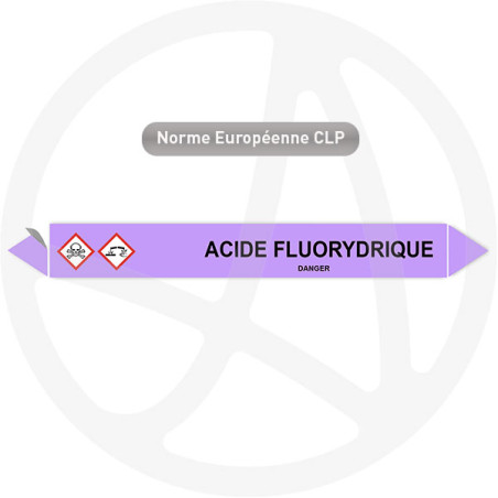 Marqueur de tuyauterie CLP Acide Fluorhydrique