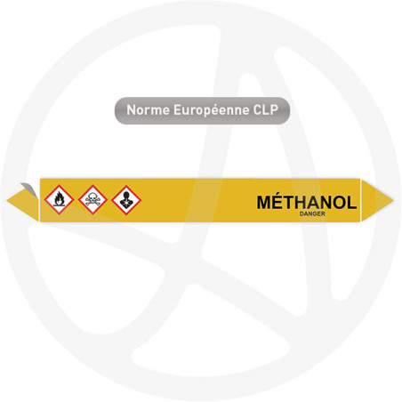 Marqueur de tuyauterie CLP Méthanol Gaz