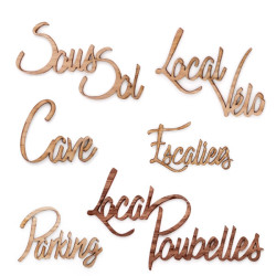 Mot découpé au laser : LOCAL POUBELLES