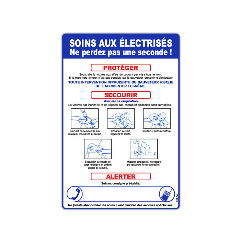 Panneau consigne  Soins aux électrisés