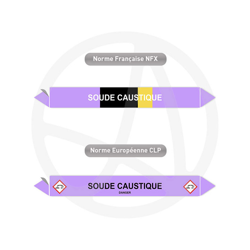 Repérage de tuyauterie Soude caustique reperage marqueur tuyauterie vinyle