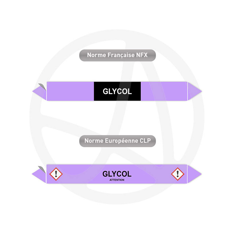 Repérage de tuyauterie Glycol Acide reperage marqueur tuyauterie vinyle