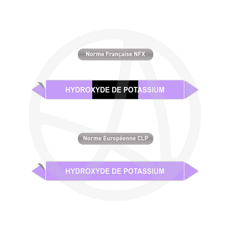 Repérage de tuyauterie hydroxyde de potassium reperage marqueur tuyauterie vinyle