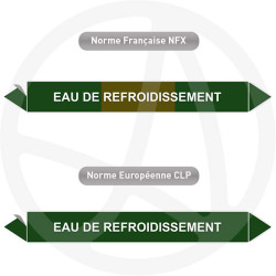 Repérage de tuyauterie Eau de refroidissement reperage marqueur tuyauterie vinyle