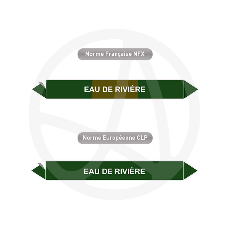 Repérage de tuyauterie Eau de rivière reperage marqueur tuyauterie vinyle