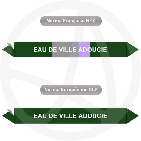 Repérage de tuyauterie Eau de ville adoucie reperage marqueur tuyauterie vinyle