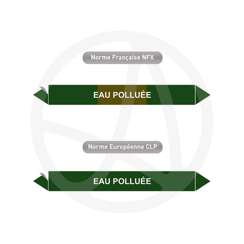 Repérage de tuyauterie Eau polluée reperage marqueur tuyauterie vinyle