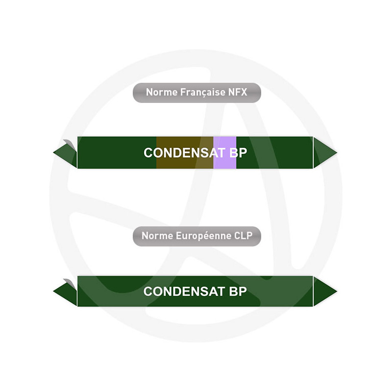 Repérage de tuyauterie Condensat BP reperage marqueur tuyauterie vinyle