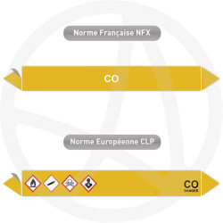 Repérage de tuyauterie Co reperage marqueur tuyauterie vinyle