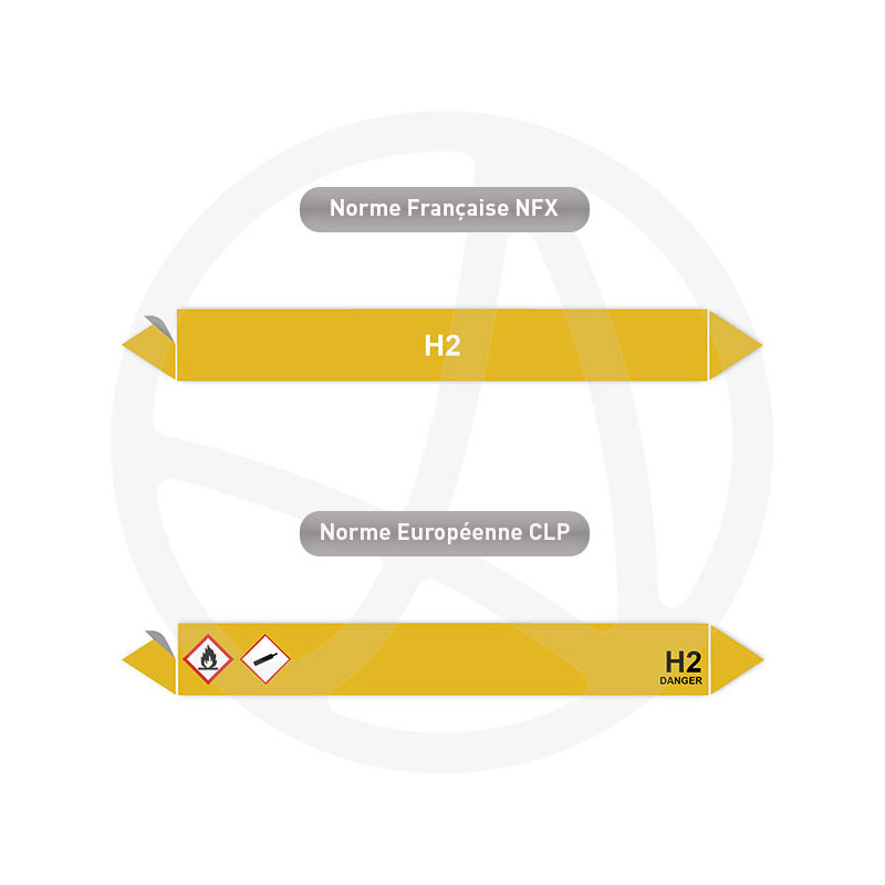 Repérage de tuyauterie H2 reperage marqueur tuyauterie vinyle