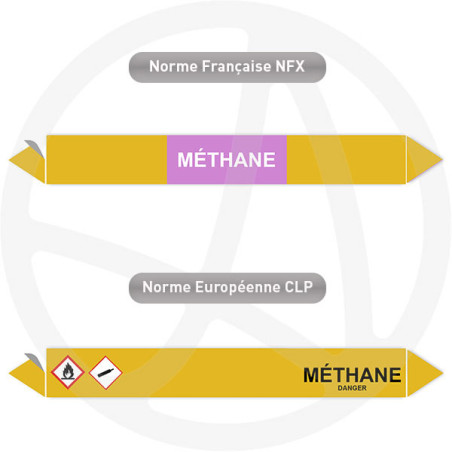 Repérage de tuyauterie Méthane reperage marqueur tuyauterie vinyle