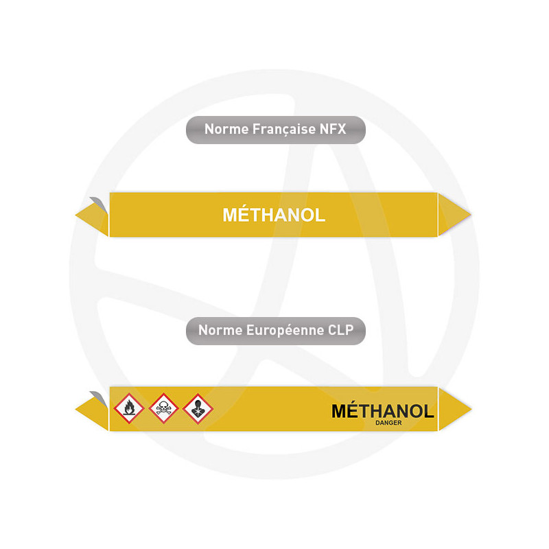 Repérage de tuyauterie Méthanol Gaz reperage marqueur tuyauterie vinyle
