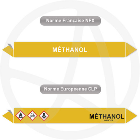 Repérage de tuyauterie Méthanol Gaz reperage marqueur tuyauterie vinyle