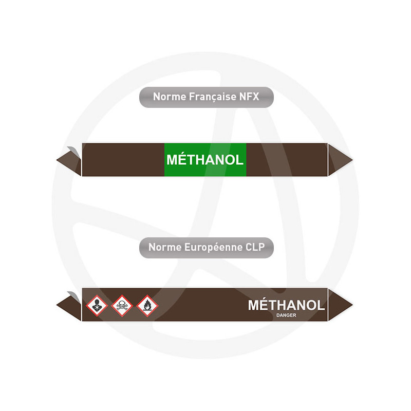 Repérage de tuyauterie Méthanol reperage marqueur tuyauterie vinyle