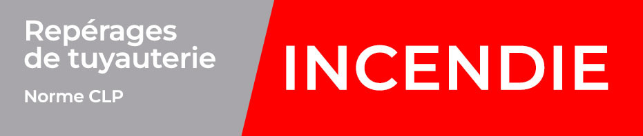 Marqueurs de tuyauterie norme CLP catégorie Incendie