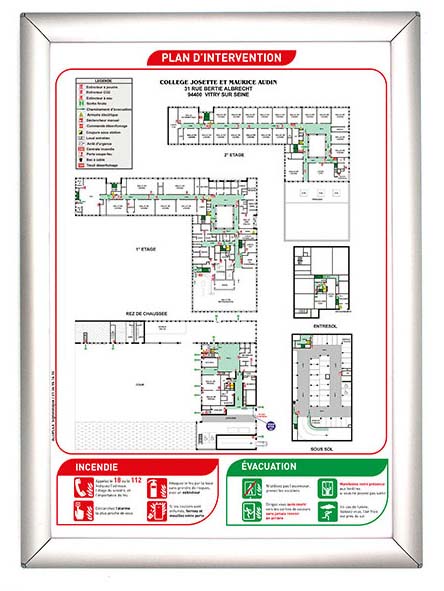 cadre clic clac signalétique de sécurité plan d'intervention